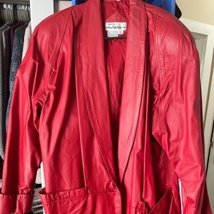 80’s style Knee length leather coat